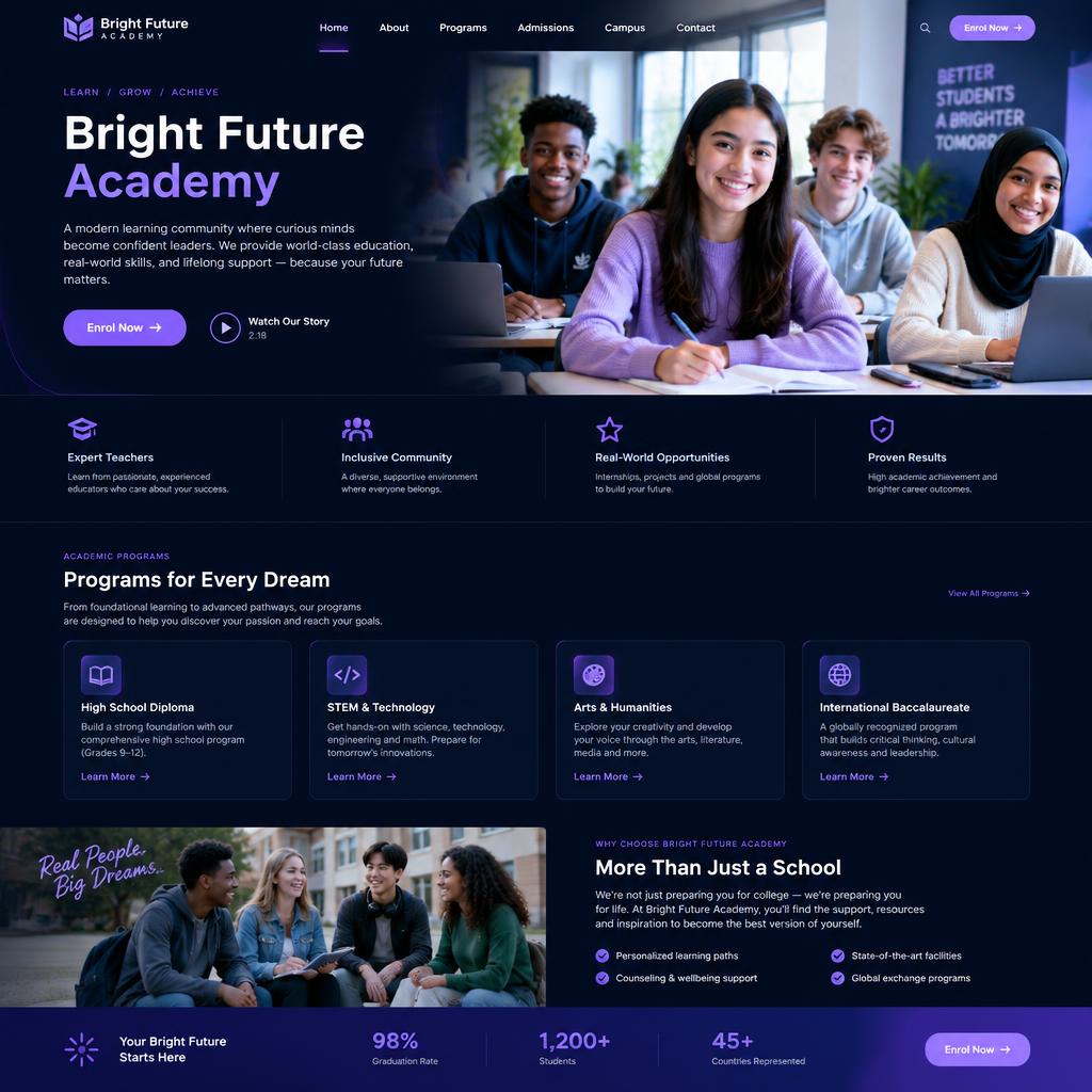 Bright Future Academy — demo website preview